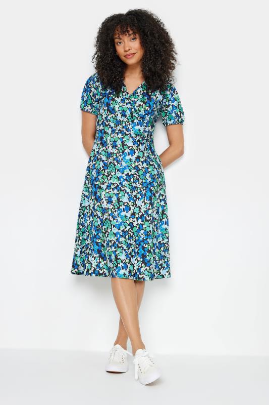 M&Co Blue Ditsy Floral Print Midi Wrap Dress | M&Co 2