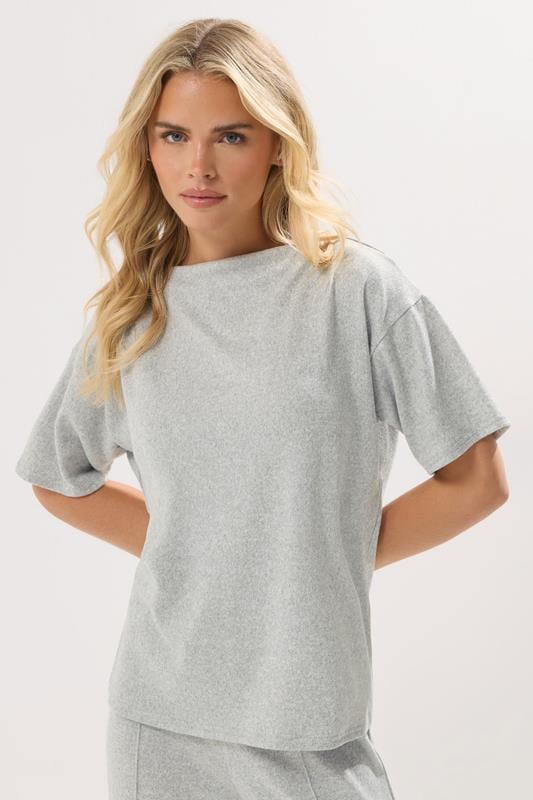 PixieGirl Petite Women's Grey Marl Soft Touch Short Sleeve Top | PixieGirl 1