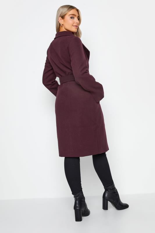 M&Co Wine Red Belted Formal Coat | M&Co 3