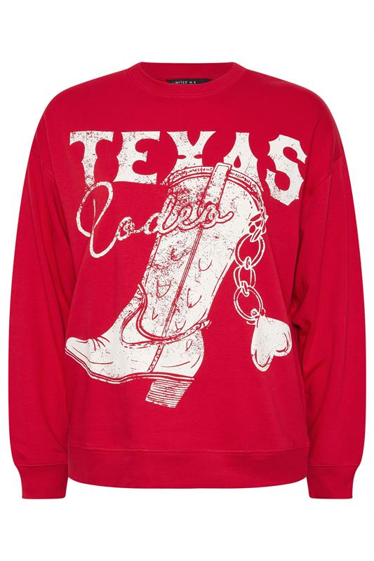 LIMITED COLLECTION Plus Size Red 'Texas Rodeo' Graphic Boot Sweatshirt | Yours Clothing 5