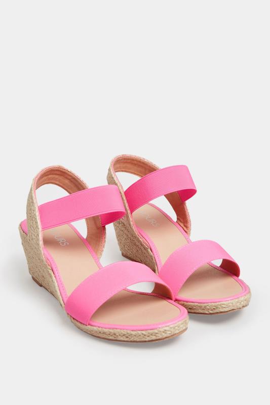 Pink Espadrille Wedges In Wide E Fit & Extra Wide EEE Fit | Yours Clothing  2