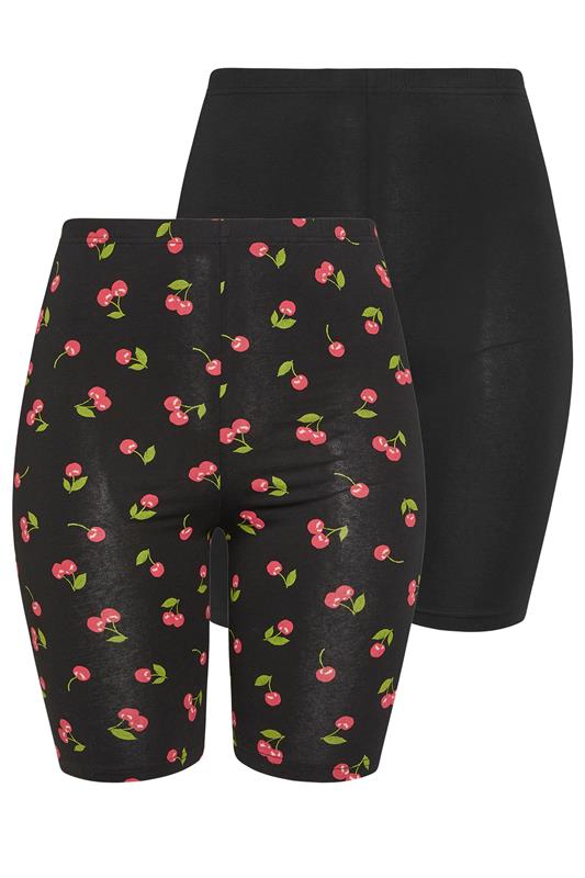 YOURSET 2 PACK Plus Size Black Cherry Cycling Shorts | Yours Clothing 8
