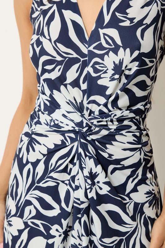 M&Co Petite Navy Blue Floral Twist Front Maxi Dress | M&Co 4