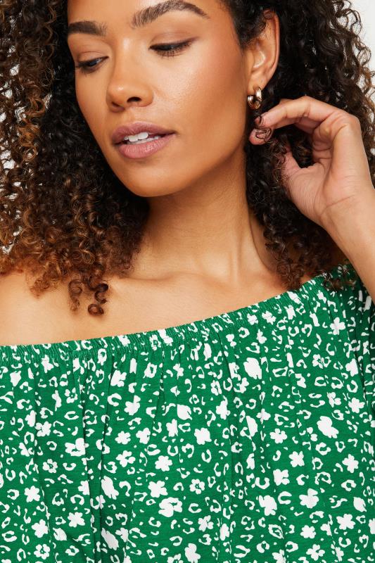 M&Co Women's Green Floral Print Short Sleeve Boho Top | M&Co 4