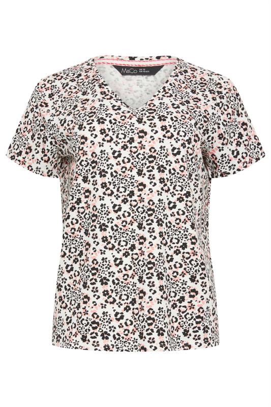 M&Co Pink Leopard Animal Print V-Neck Cotton Top | M&Co 5