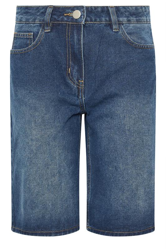 PixieGirl Petite Women's Mid Blue Cotton Denim Jorts | PixieGirl 7