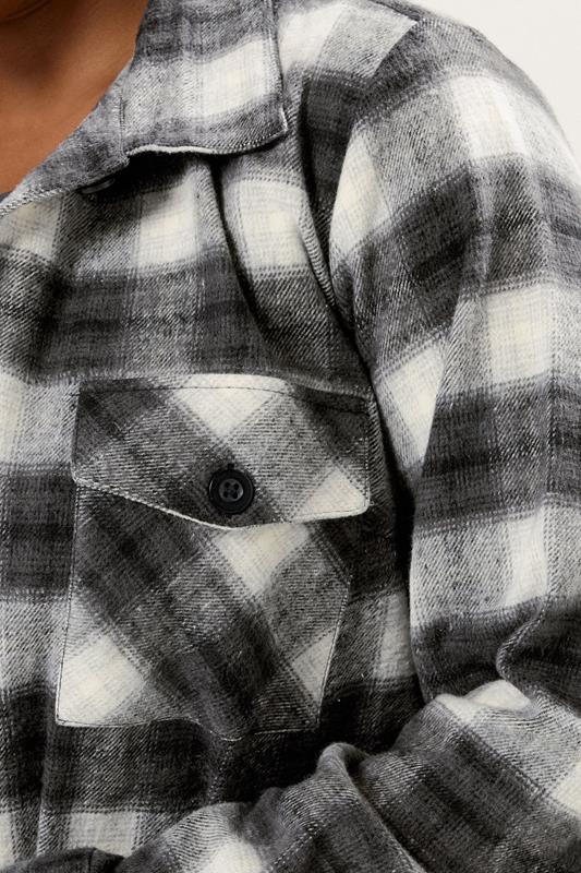 YOURS Plus Size Black & White Check Shacket | Yours Clothing 4