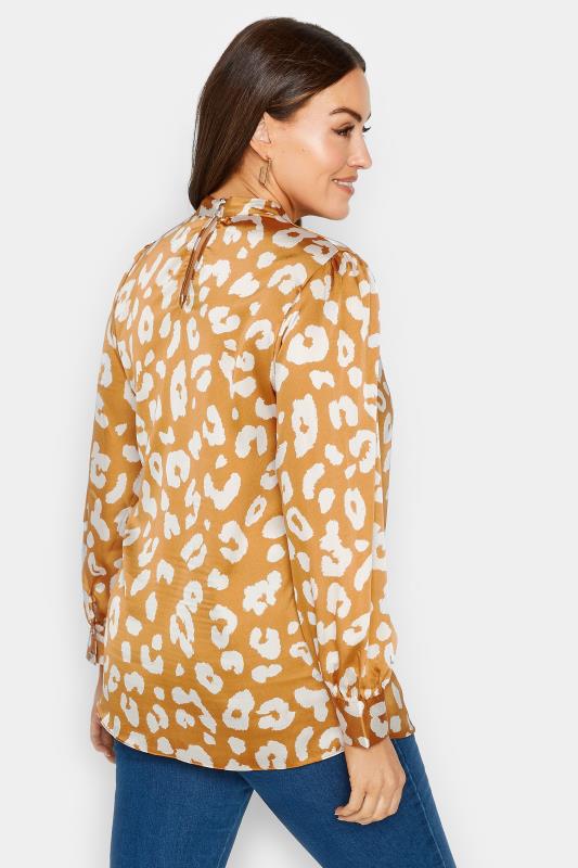 M&Co Orange Leopard Print High Neck Satin Blouse | M&Co 3