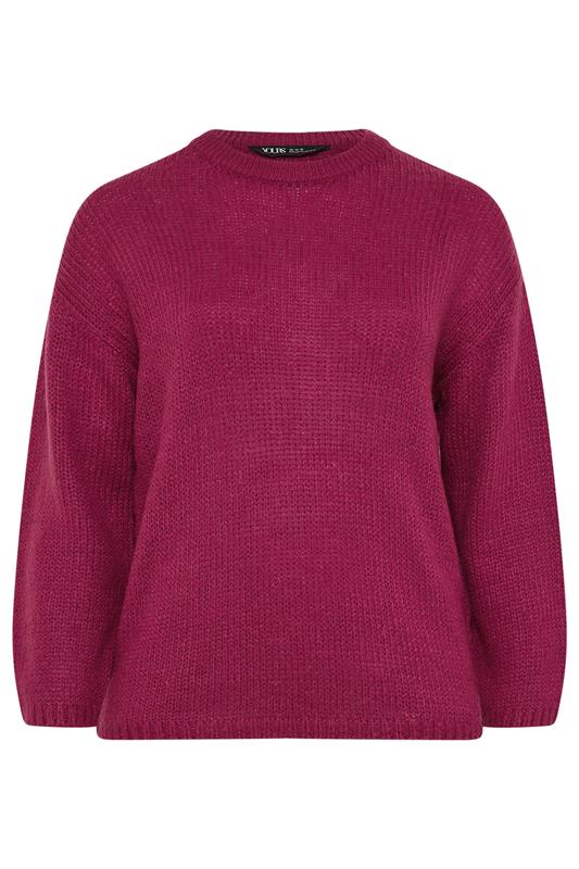 YOURS Plus Size Dark Pink Soft Touch Knitted Jumper | Yours Clothing 5