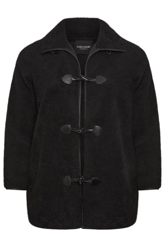 YOURS LUXURY Plus Size Black Faux Fur Toggle Jacket | Yours Clothing 5