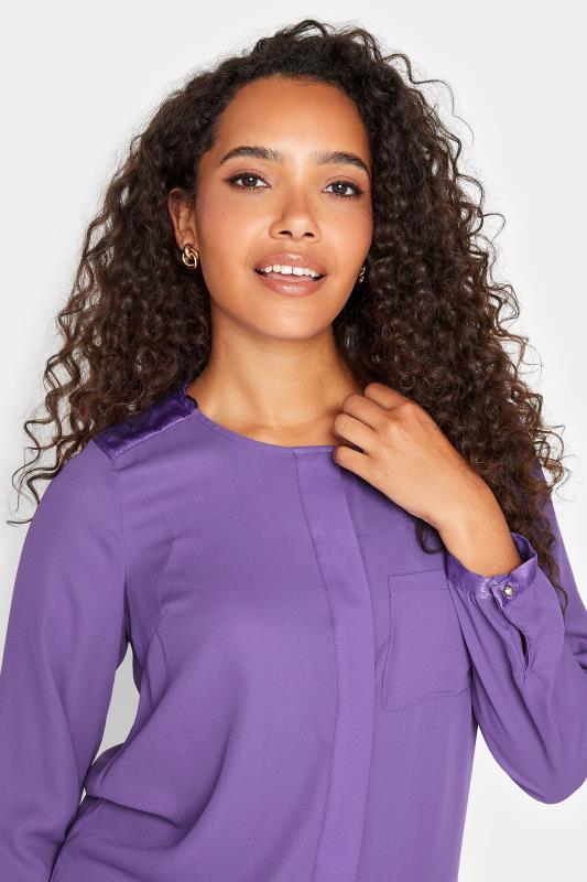 M&Co Purple Satin Contrast Panel Shirt | M&Co 4