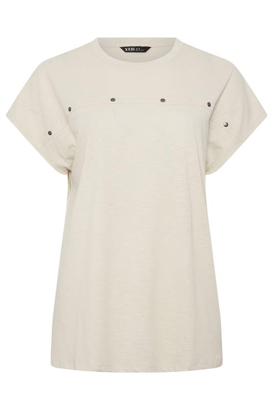 YOURS Plus Size Ivory White Stud Grown-On Sleeve T-Shirt | Yours Clothing 5