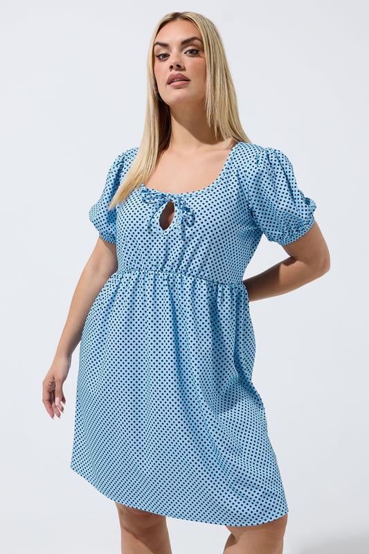 LIMITED COLLECTION Curve Blue Polka Dot Mini Dress
