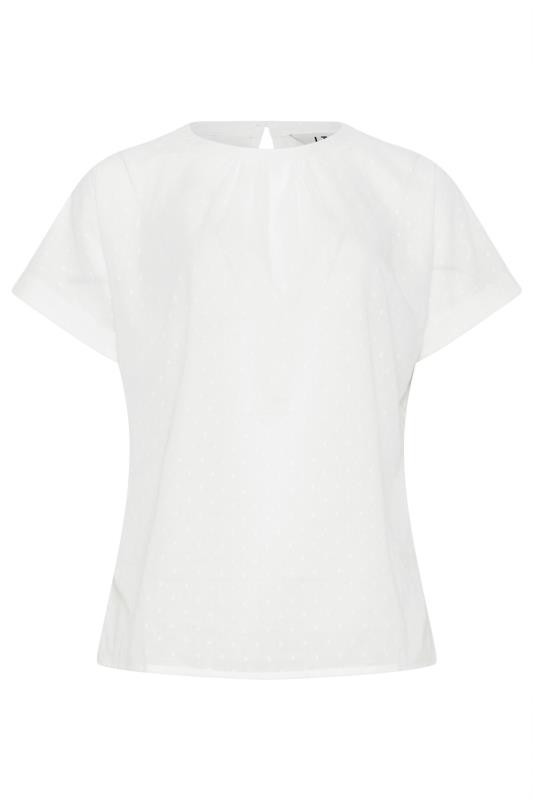 LTS Tall Women's White Short Sleeve Cotton Dobby Top | Long Tall Sally 5