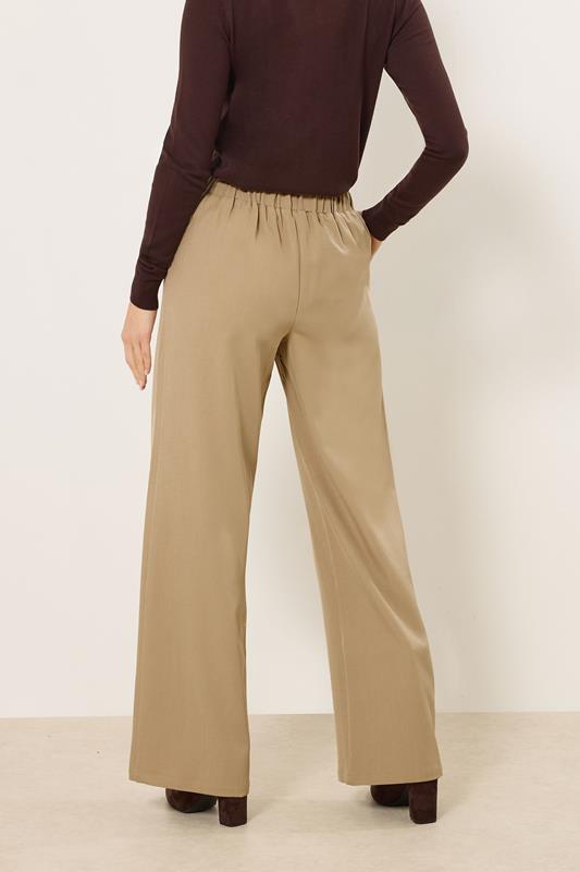 LTS Tall Women's Natural Brown Buckle Wide Leg Trousers | Long Tall Sally 2