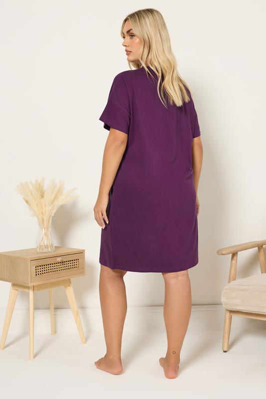 YOURSET 2 PACK Plus Size Burgundy Red 'Sunday Vibes' Sleep Tee Nightdresses | Yours Clothing 5