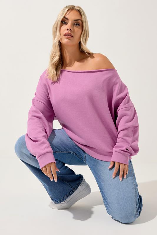 YOURS Curve Pink Off Shoulder Sweatshirt