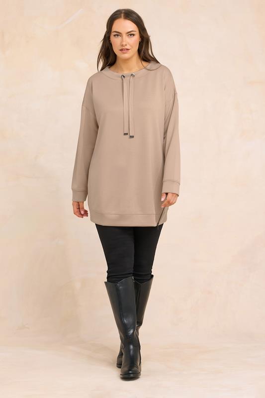 EVANS Plus Size Natural Brown Luxe Zip Detail Sweatshirt | Evans  1