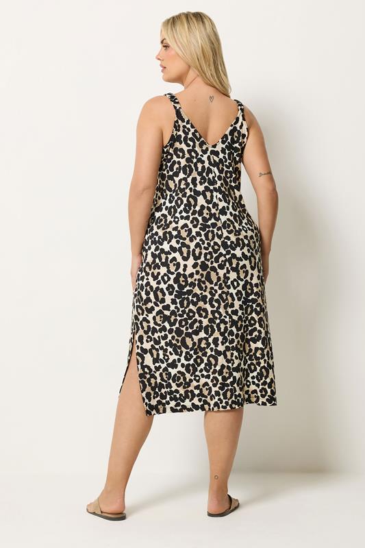 YOURS Curve Natural Brown Leopard Print Swing Dress | Yours Clothing 2