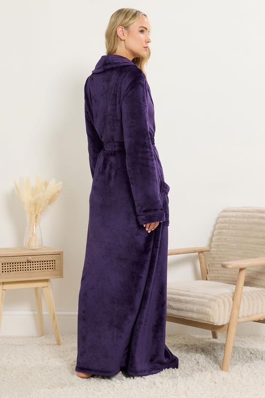 LTS Tall Purple Shawl Collar Maxi Dressing Gown | Long Tall Sally 2