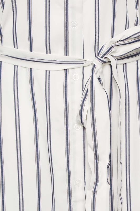 M&Co White & Navy Blue Stripe Print Tie Waist Tunic Shirt Dress | M&Co 5
