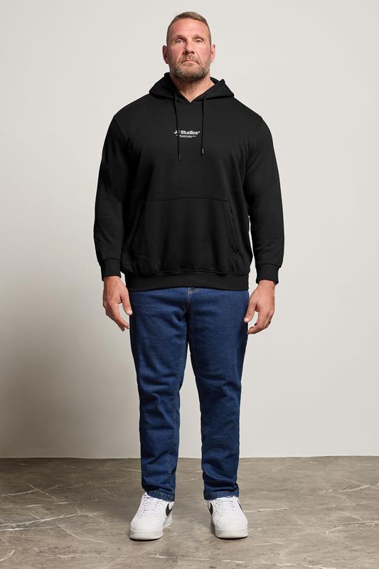 Jack & Jones Big & Tall Black JJ Studio Hoodie | BadRhino 1