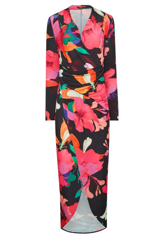 LTS Tall Women's Black Floral Wrap Maxi Dress | Long Tall Sally 5