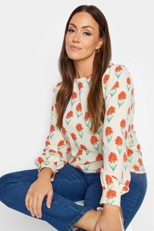 M&Co Ivory White Floral Print Long Sleeve Blouse | M&Co 4