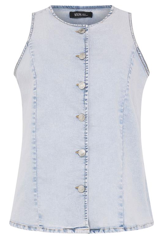 YOURS Plus Size Bleach Blue Denim Longline Waistcoat | Yours Clothing 5