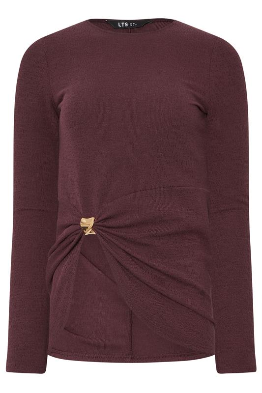 LTS Tall Women's Berry Red Metal Trim Textured Top | Long Tall Sally 5