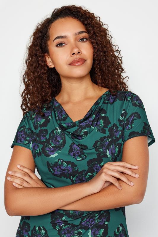 M&Co Green Floral Print Cowl Neck Top | M&Co 5