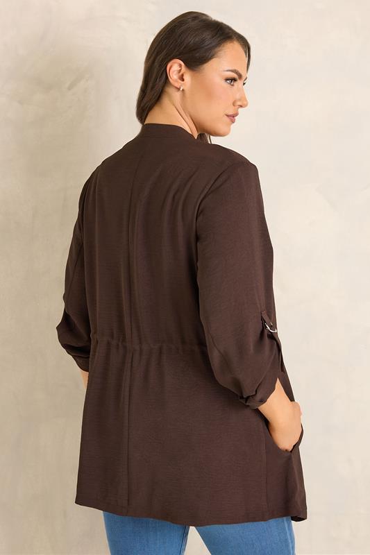 EVANS Plus Size Brown Lightweight Waterfall Jacket | Evans 2