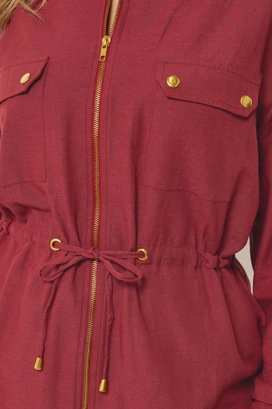 YOURS Plus Size Red Linen Shacket | Yours Clothing 6