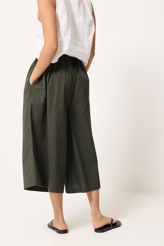 PixieGirl Petite Women's Khaki Green Cotton Poplin Culottes | PixieGirl 2