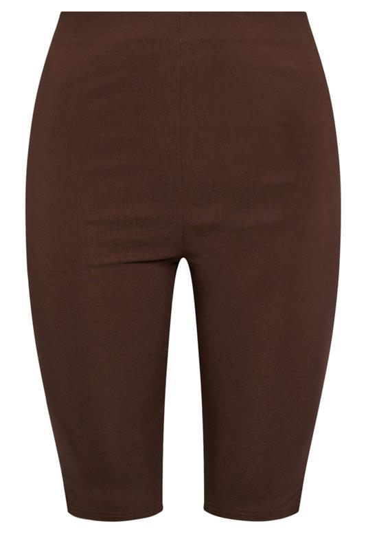 YOURS Plus Size Chocolate Brown Bengaline Capri Shorts | Yours Clothing 5