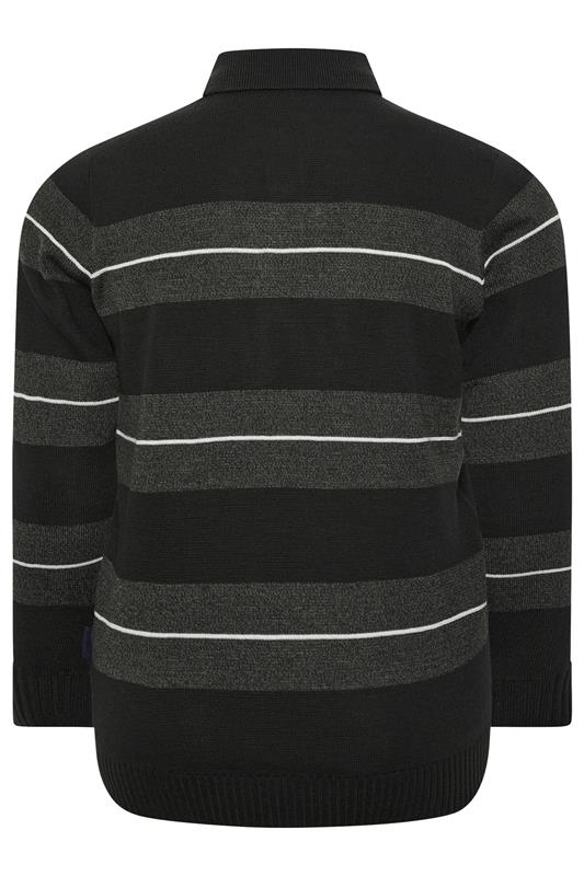 BadRhino Big & Tall Black Stripe Collared Knitted Polo | BadRhino 7