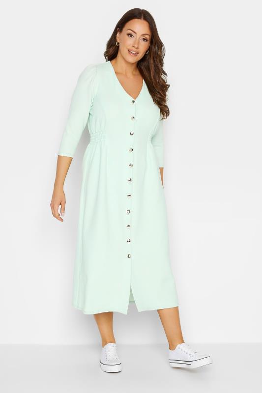 M&Co Green Textured Button Through Dress | M&Co 1