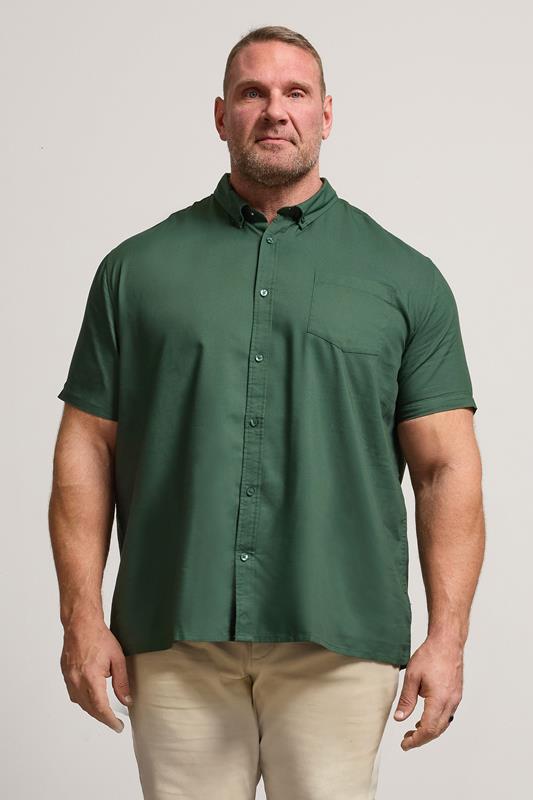 BadRhino Big & Tall Dark Green Short Sleeve Oxford Shirt