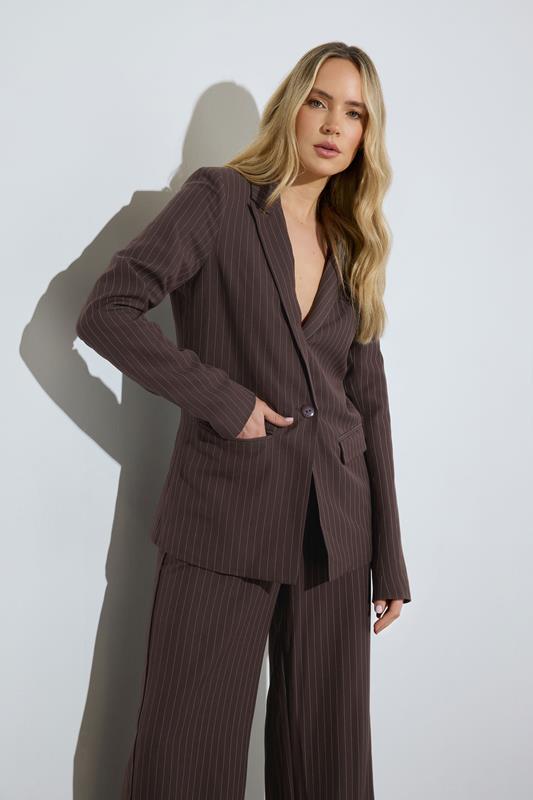 LTS PREMIUM Tall Chocolate Brown Pinstripe Blazer