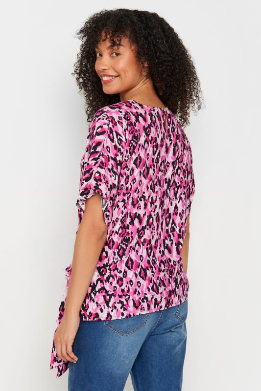 M&Co Pink Leopard Print Tie Side Detail Blouse | M&Co 3