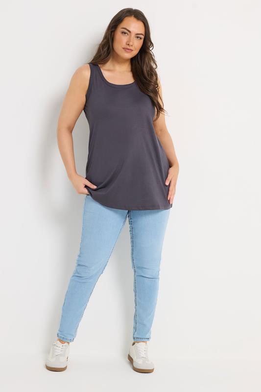YOURS 3 PACK Plus Size Grey & Green Core Vest Tops | Yours Clothing 5