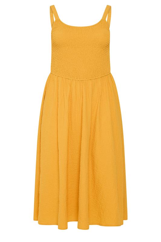 YOURS Plus Size Golden Yellow Shirred Sundress | Yours Clothing 5