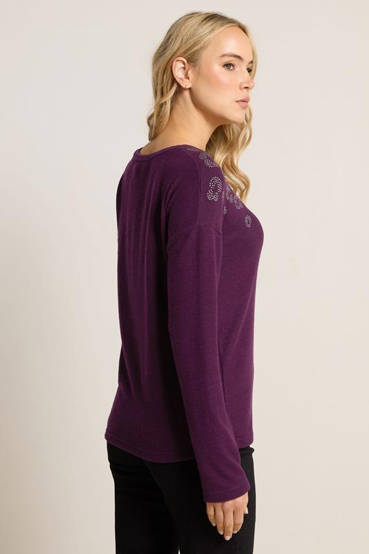 LTS Tall Purple Soft Touch Animal Embellished Jumper | Long Tall Sally 2