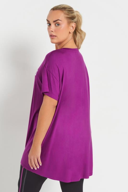 YOURS ACTIVE Plus Size Purple 'Wellness Club' Slogan Top | Yours Clothing 5
