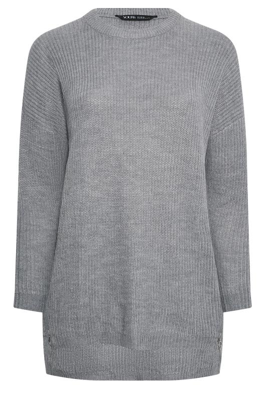 YOURS Plus Size Grey Side Zip Knitted Jumper | Yours Clothing 6