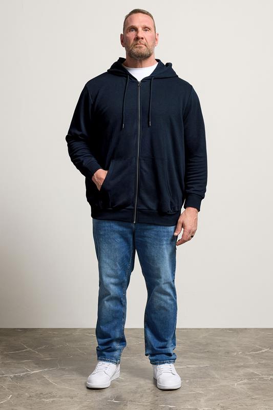 JACK & JONES Big & Tall Navy Zip Through Hoodie | BadRhino 1