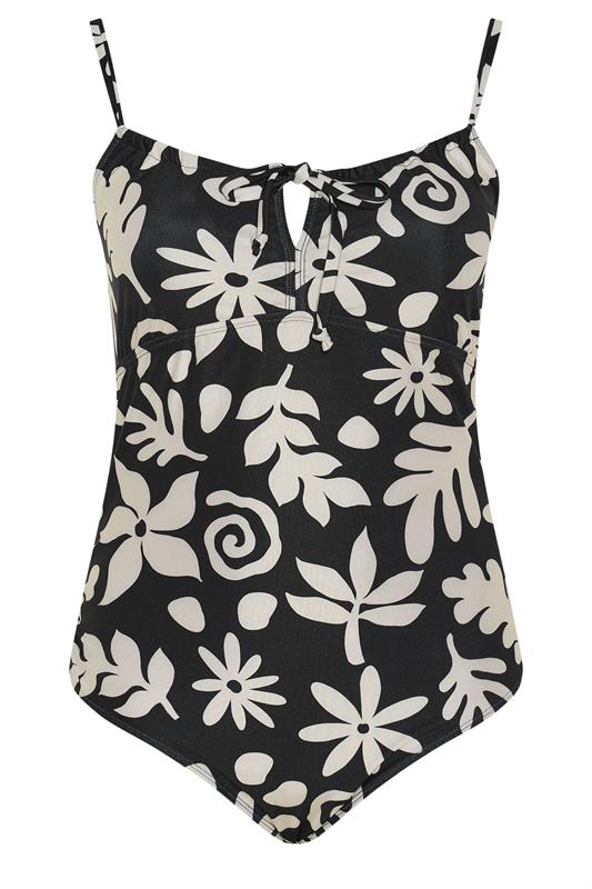 YOURS Plus Size Black Abstract Floral Print Swimsuit | Yours Clothing 8