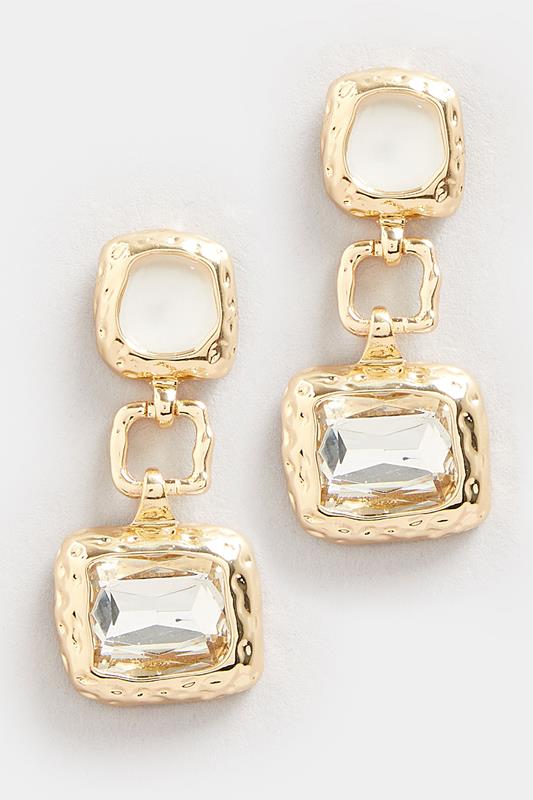 Gold Tone Diamante Drop Earrings