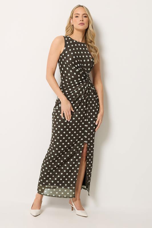 LTS Tall Chocolate Brown Polka Dot Twist Maxi Dress