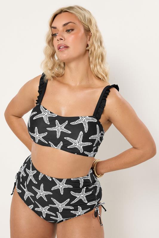 YOURS Plus Size Black Starfish Super High Waist Tummy Control Bikini Briefs | Yours Clothing 2